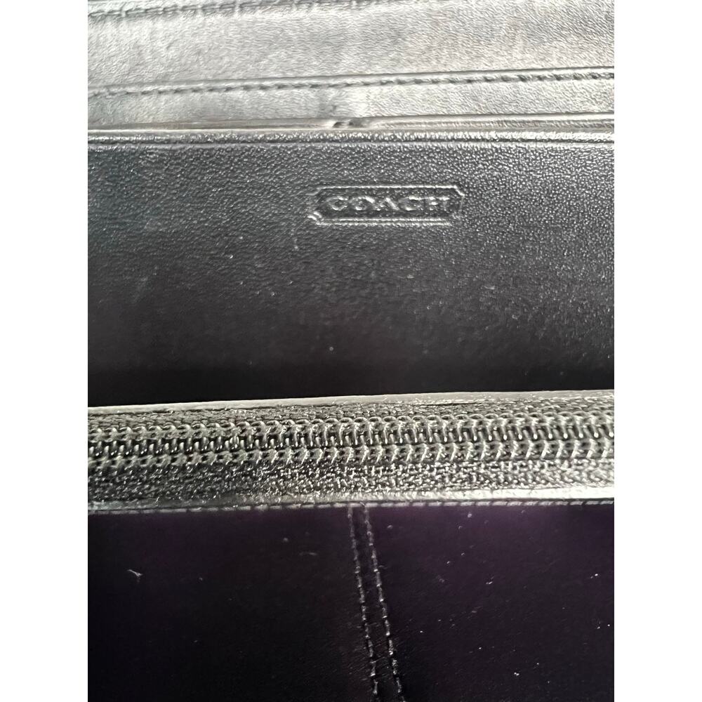 PRISTINE Vintage Coach Ashley Black Pleated Leather Accordion Wallet Purple Line - Picture 12 of 13